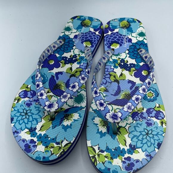 Vera Bradley Blue Floral Flip Flop Sandals Womens 7-8 Casual Summer Beachy - Picture 6 of 6